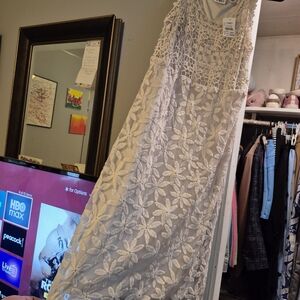 Cato Lace Midi Dress in Light Gray